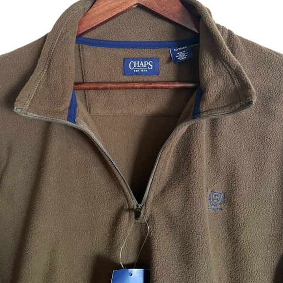 Chaps XL Dark Olive Pullover Men’s Quarter Zipper - Picture 3 of 5